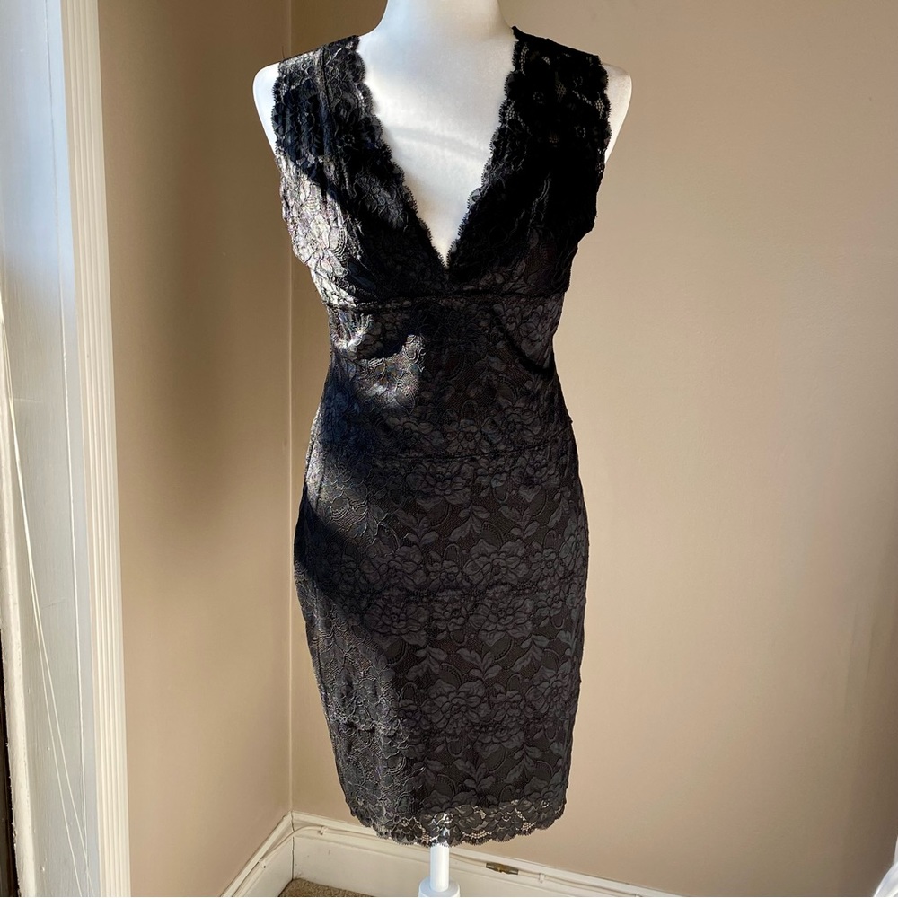 Black Lace V-Neck Sheath Dress